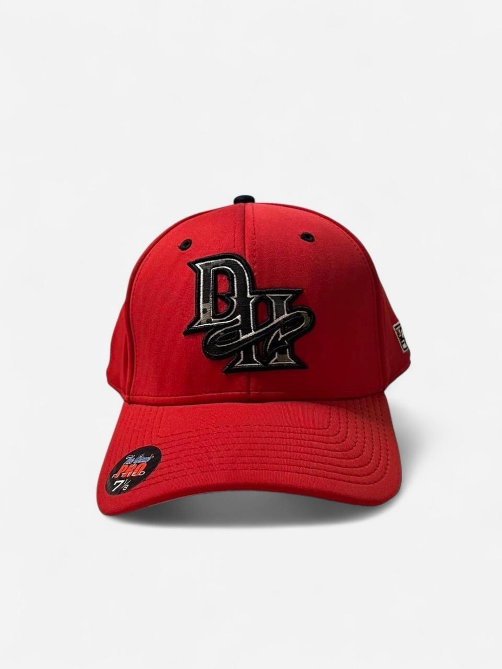 Custom The Game PRO Fitted Baseball Cap Red Size 7 1/8 DH Logo Hat